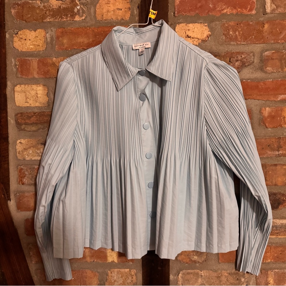Current Air Light Blue Pleated Blouse